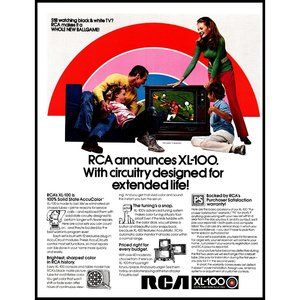 1971 RCA Color TV Television XL-100 Vintage Print Ad Football Family Wall Art